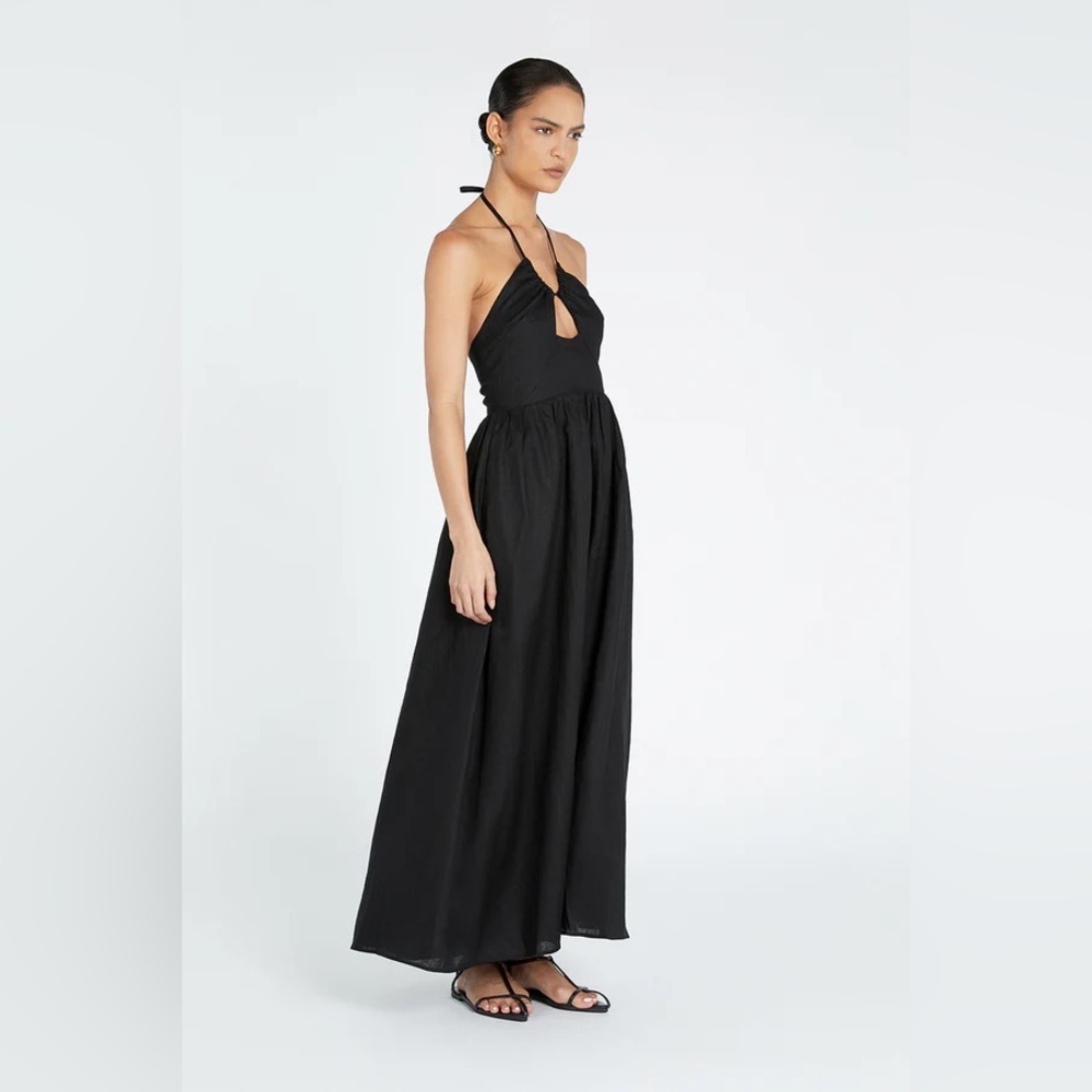 Dissh Alyssa Black Linen Maxi Dress
